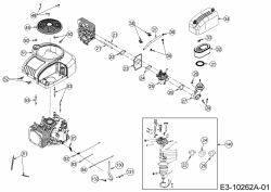 Ersatzteile MTD-Motoren Vertikal 4P90JHE Typ: 752Z4P90JHE  (2020) Elektrostarter, Luftfilter, Motorhaube, Reglergestänge, Vergaser