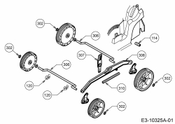 Ersatzteile WOLF-Garten Elektro Rasenmäher ohne Antrieb Expert 37 E Typ: 18CWG1H-C50  (2017) Höhenverstellung 