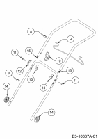 Ersatzteile WOLF-Garten Elektro Rasenmäher ohne Antrieb Blue Power 40 E Typ: 18AWH1Z1650  (2018) Befestigungsteile Holm 