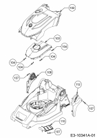 Ersatzteile WOLF-Garten Elektro Rasenmäher ohne Antrieb Blue Power 40 E Typ: 18BWH1Z1C50  (2013) Abdeckungen seitlich, Keilriemenschutz, Motorhaube 