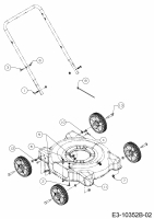 Ersatzteile MTD Benzin Rasenmäher ohne Antrieb Yard Machines 20 Typ: 11A-02SB329  (2018) Befestigungsteile Holm und Räder 