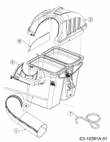 Ersatzteile Zubehör Garten- und Rasentraktoren Grasfangeinrichtung für A Serie (NX-15) mit Mähwerk F (38/96cm) Typ: OEM-190-180A  (2018) Grasfangsackdeckel, Obere Röhre