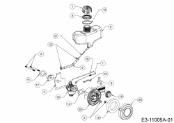 Ersatzteile MTD-Motoren Vertikal 1T65RHC Typ: 752Z1T65RHC (2019) Luftfilter, Reglerstange, Tank, Vergaser