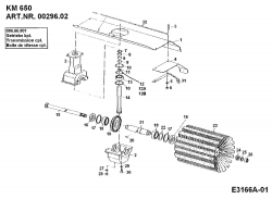 Ersatzteile Zubehör Einachser Frontkehrmaschine KM 650 für 550-750 Typ: 00296.02  (1989) Getriebe, Kehrwalze