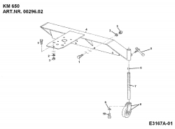 Ersatzteile Zubehör Einachser Frontkehrmaschine KM 650 für 550-750 Typ: 00296.02  (1989) Radträger, Räder