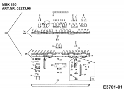 Ersatzteile Zubehör Einachser Universalmähbalken MBK 650 für 550-750 Typ: 02233.06  (1989) Grundgerät