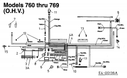 Ersatzteile MTD Rasentraktor E 145 Typ: 13BM765N678  (1998) Schaltplan für O.H.V. 