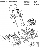 Ersatzteile MTD Benzin Rasenmäher ohne Antrieb M 46 Typ: 11A-704E678  (1998) Grundgerät 