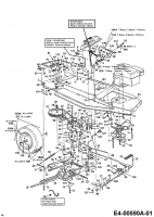 Ersatzteile Gutbrod Rasentraktoren Sprint 1400 Typ: 13AE45GC604  (1997) Fahrantrieb, Motorkeilriemenscheibe, Pedal, Räder hinten