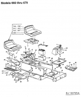 Ersatzteile MTD Rasentraktor B 155 Typ: 13AP678G678  (2001) Batterie, Sitz, Tank 