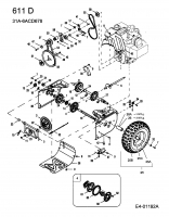 Ersatzteile MTD Schneefräse 611 D Typ: 31A-6ACD678  (2005) Fahrantrieb, Fräsantrieb, Räder 