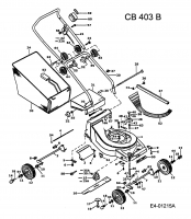Ersatzteile MTD Benzin Rasenmäher ohne Antrieb CB 403 B Typ: 901B407A001  (1994) Grundgerät 