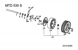 Ersatzteile MTD Benzin Rasenmäher mit Antrieb 535 S Typ: 902B539A001  (1994) Vorderachse 