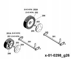 Ersatzteile WOLF-Garten Akku Rasenmäher ohne Antrieb 2.42 ACN Typ: 4942080 Serie A  (1998) Achsen, Räder 